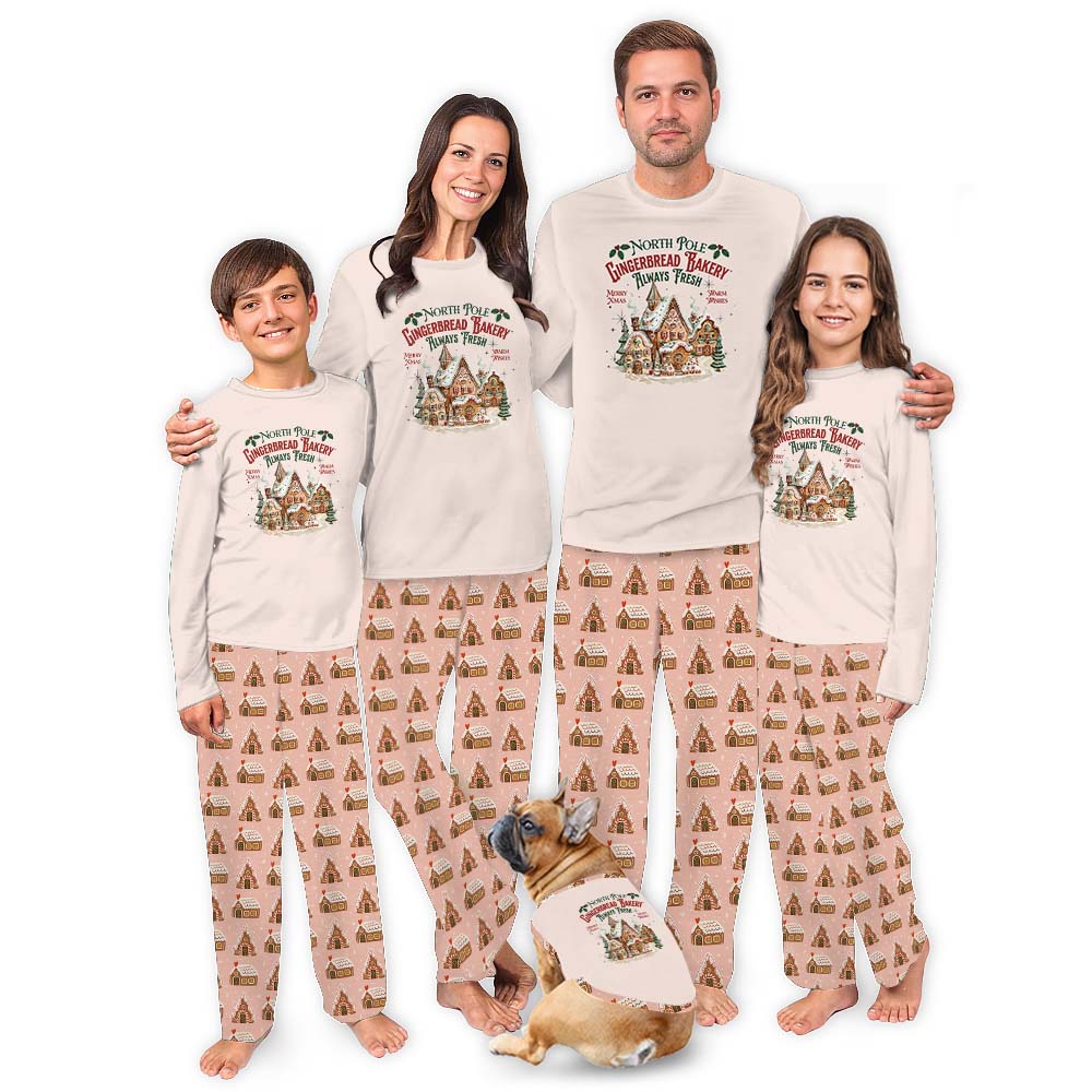 Matching Gingerbread House Pajamas For Adults And Kids Matching Gingerbread House Pajamas For Adults And Kids