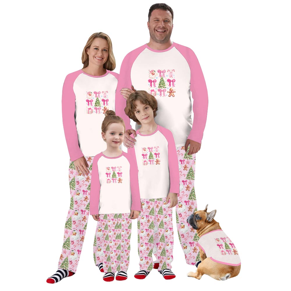 Cute Christmas Themed Family Matching Pajamas With Dog Cute Christmas Themed Family Matching Pajamas With Dog