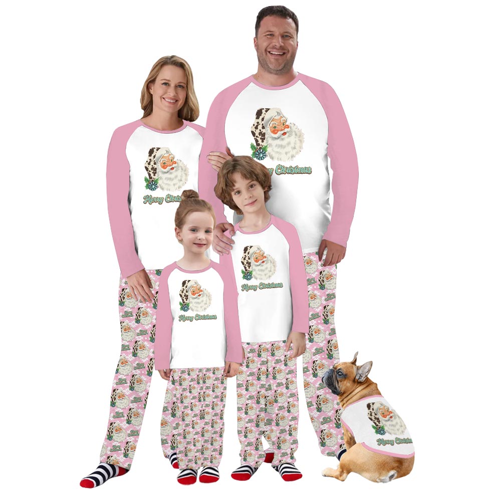 Festive Merry Christmas Pink Santa Matching Family Christmas Jammies Festive Merry Christmas Pink Santa Matching Family Christmas Jammies