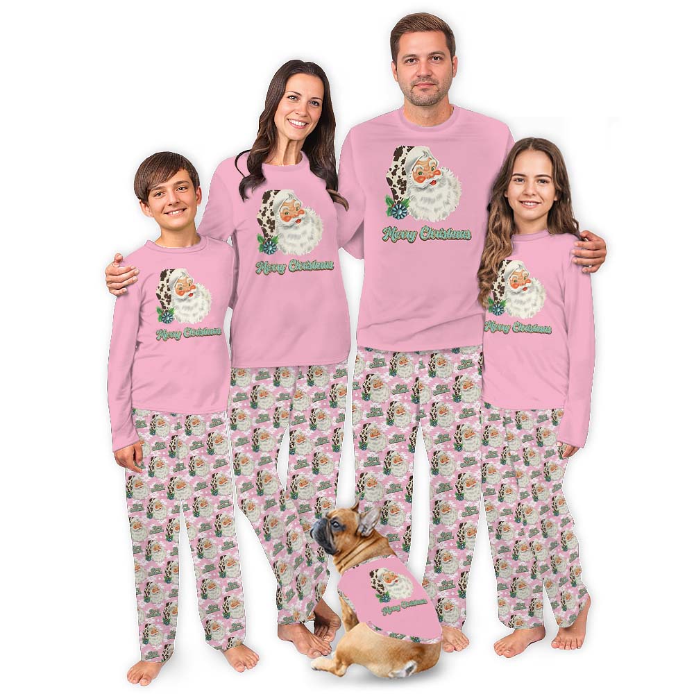 Pink Merry Christmas Santa Matching Family Pajamas Pink Merry Christmas Santa Matching Family Pajamas