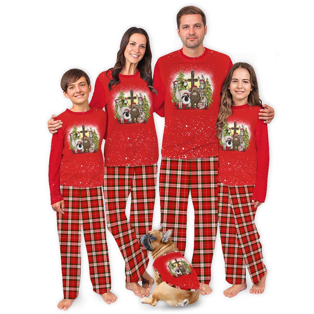 Festive Matching Farm Christmas Pajamas Red Plaid Festive Matching Farm Christmas Pajamas Red Plaid