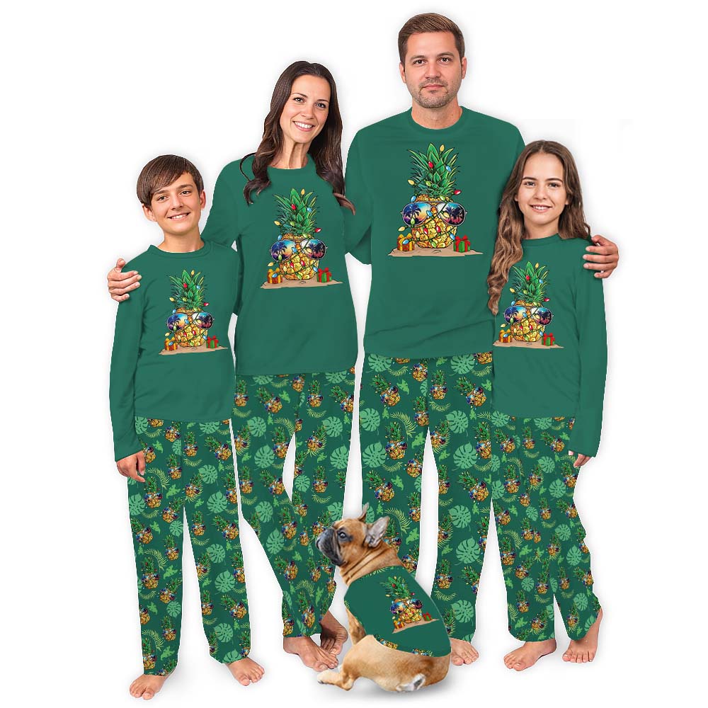 Unique Pineapple Tropical Christmas PJs Sets Matching Family Unique Pineapple Tropical Christmas PJs Sets Matching Family