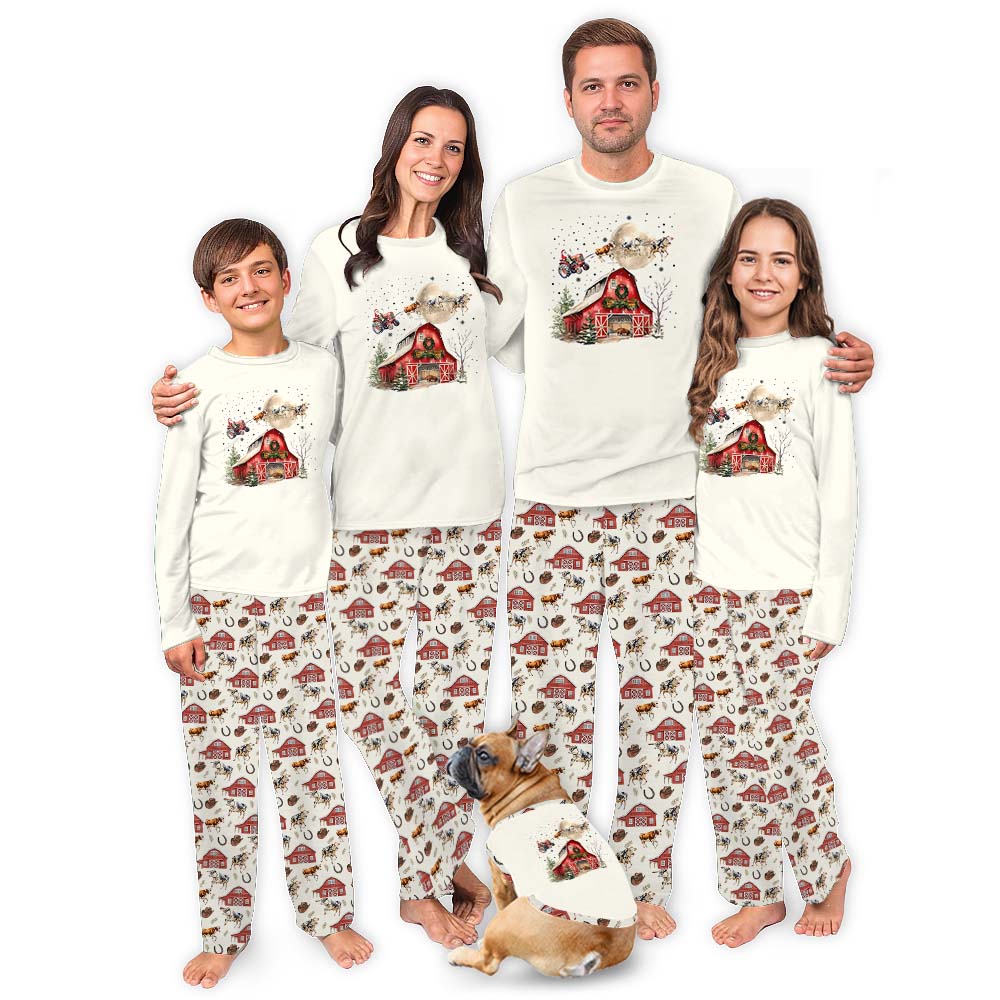 Cow Farm Christmas Pajama Tops And Pants