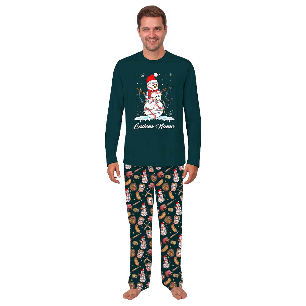 Family Baseball Christmas Pajamas Personalized Name
