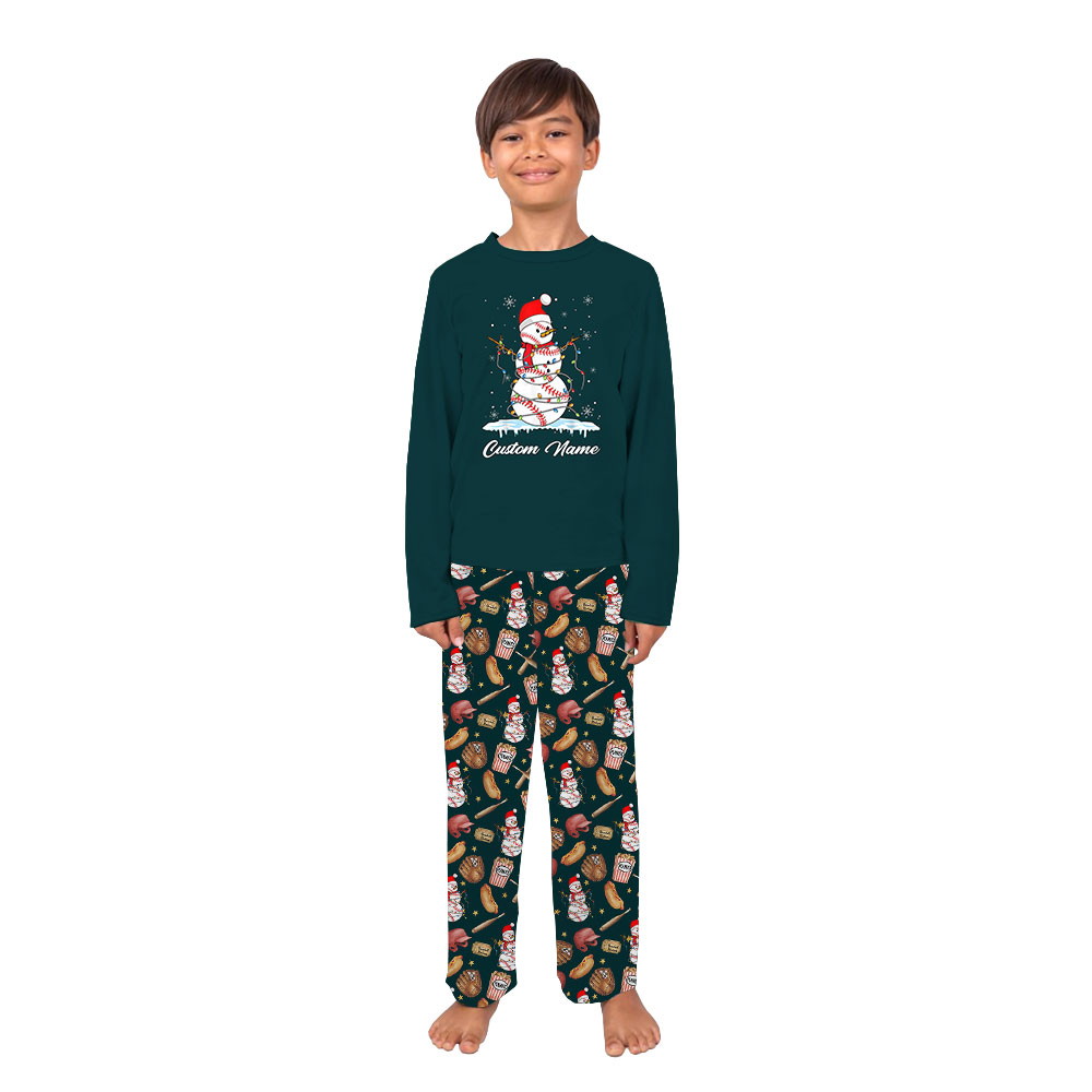 Family Baseball Christmas Pajamas Personalized Name