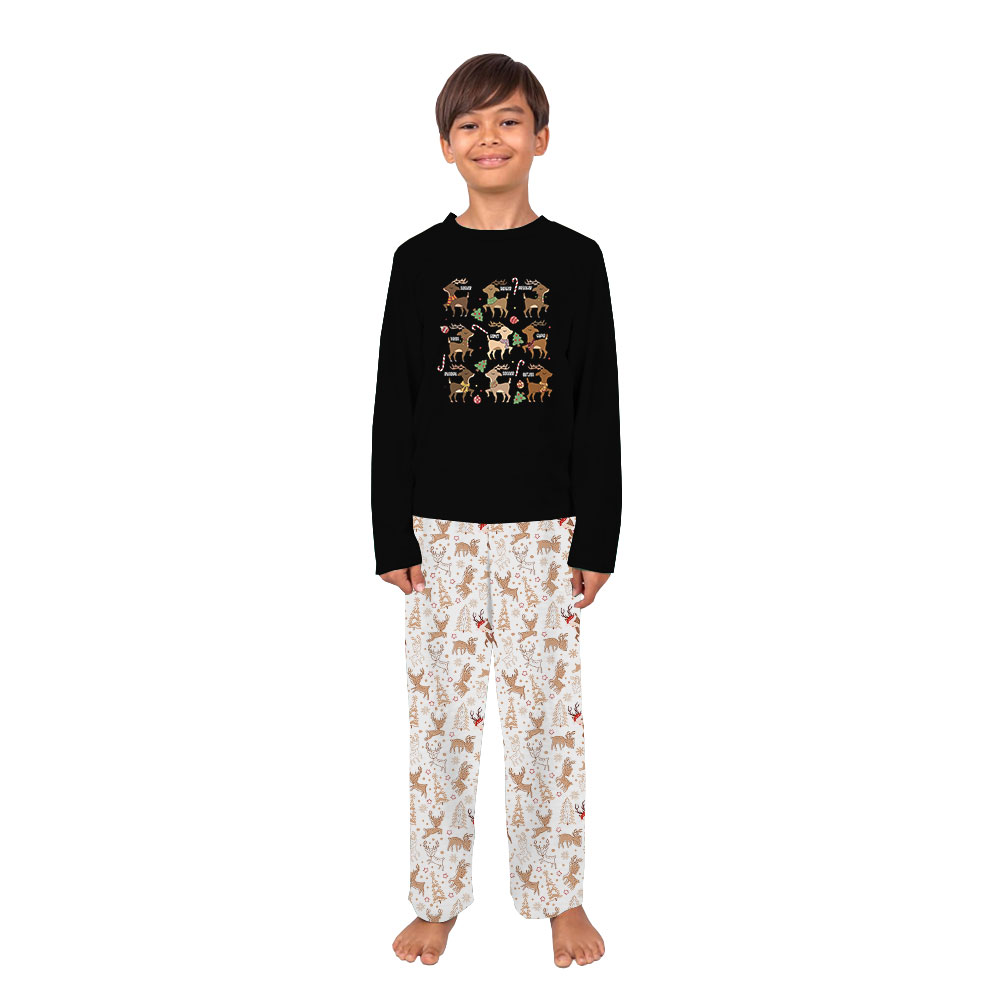 Reindeer Black And White Christmas Pjs For Family Reindeer Black And White Christmas Pjs For Family