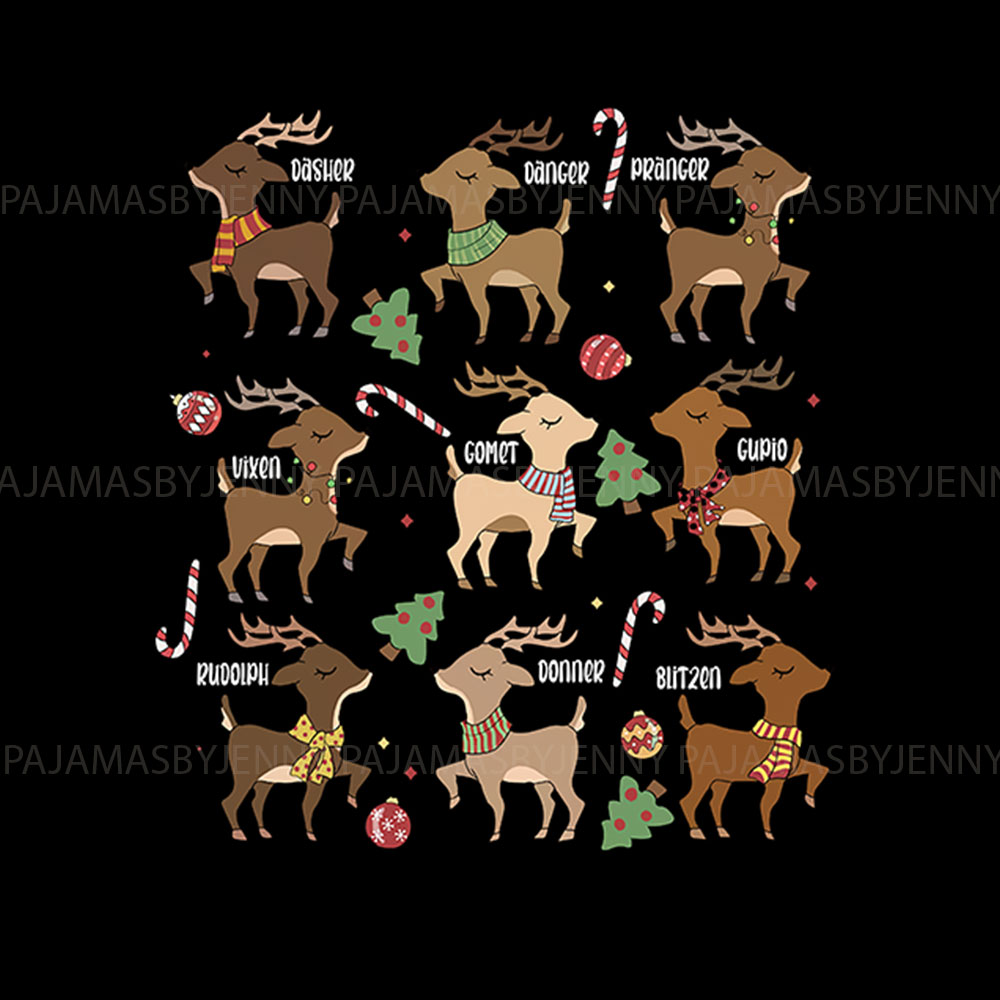 Reindeer Black And White Christmas Pjs For Family Reindeer Black And White Christmas Pjs For Family
