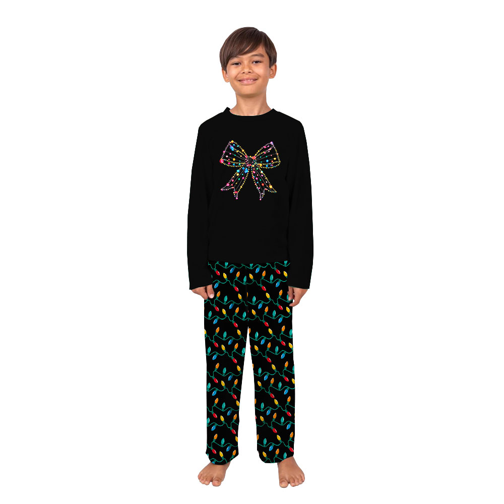 Matching Family Holiday Pajamas With Christmas Lights Matching Family Holiday Pajamas With Christmas Lights