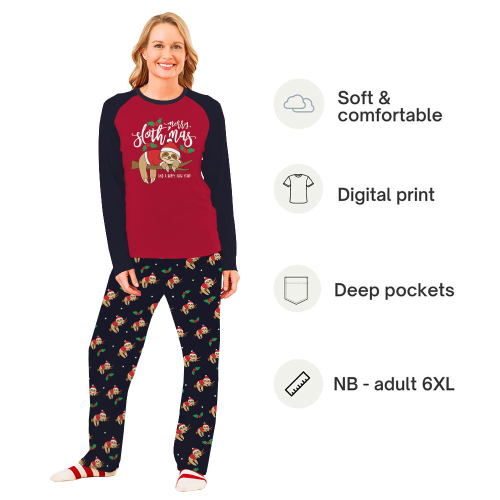 Lazy Sloth Family Christmas Pajamas Sets Including Plus Size Lazy Sloth Family Christmas Pajamas Sets Including Plus Size