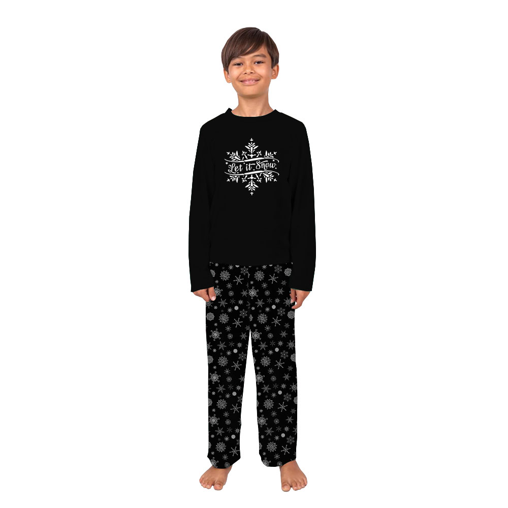 Let It Snow Black And White Snowflake Pajamas Christmas