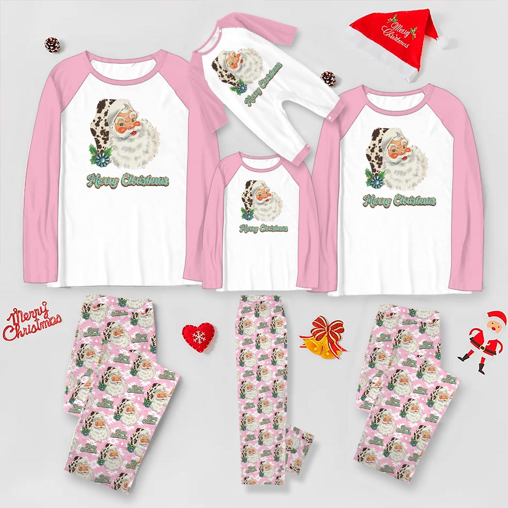 Festive Merry Christmas Pink Santa Matching Family Christmas Jammies Festive Merry Christmas Pink Santa Matching Family Christmas Jammies