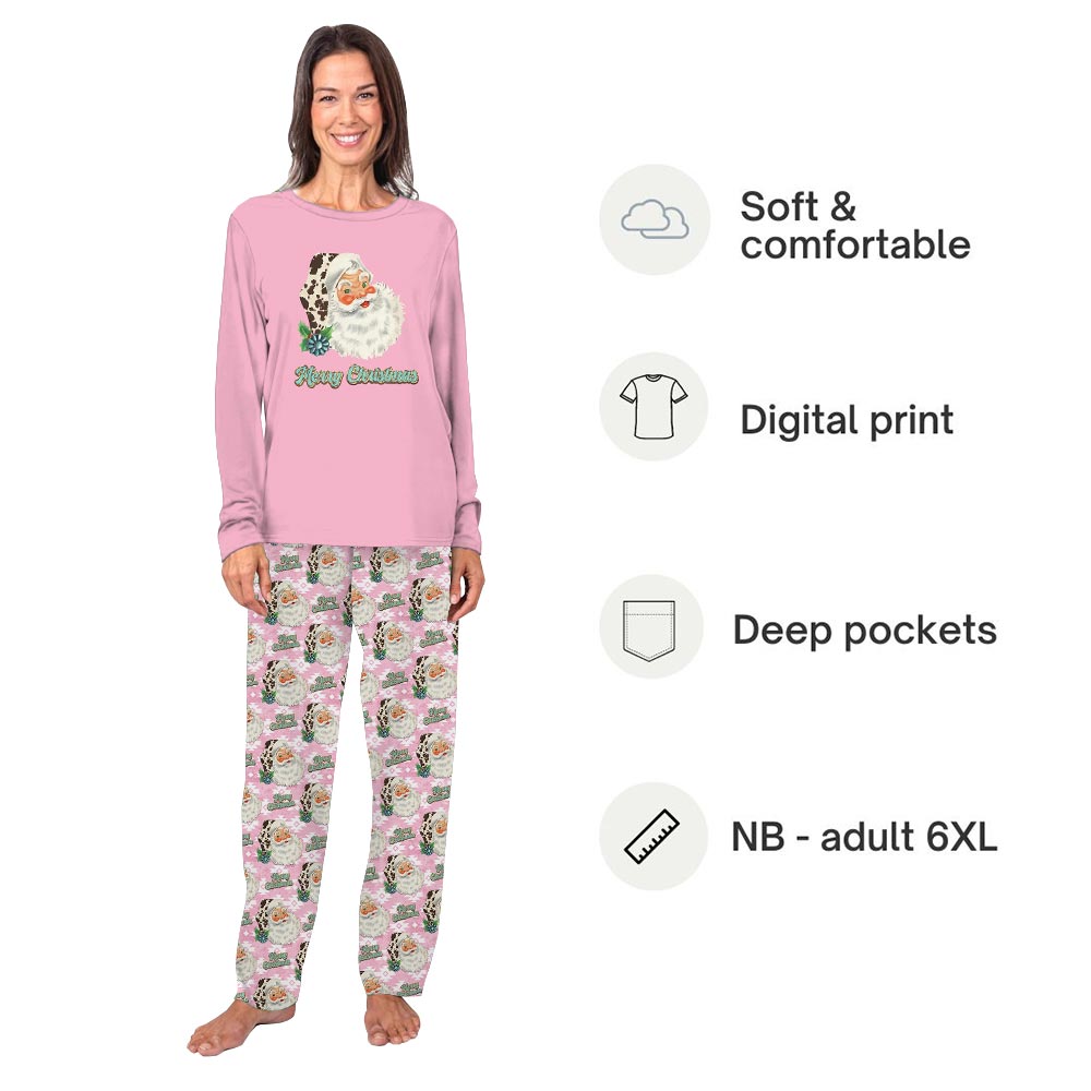 Pink Merry Christmas Santa Matching Family Pajamas Pink Merry Christmas Santa Matching Family Pajamas
