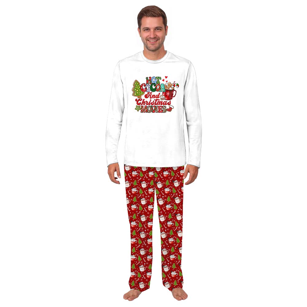 Hot Cocoa Themed Christmas Pajama Sets Red And White