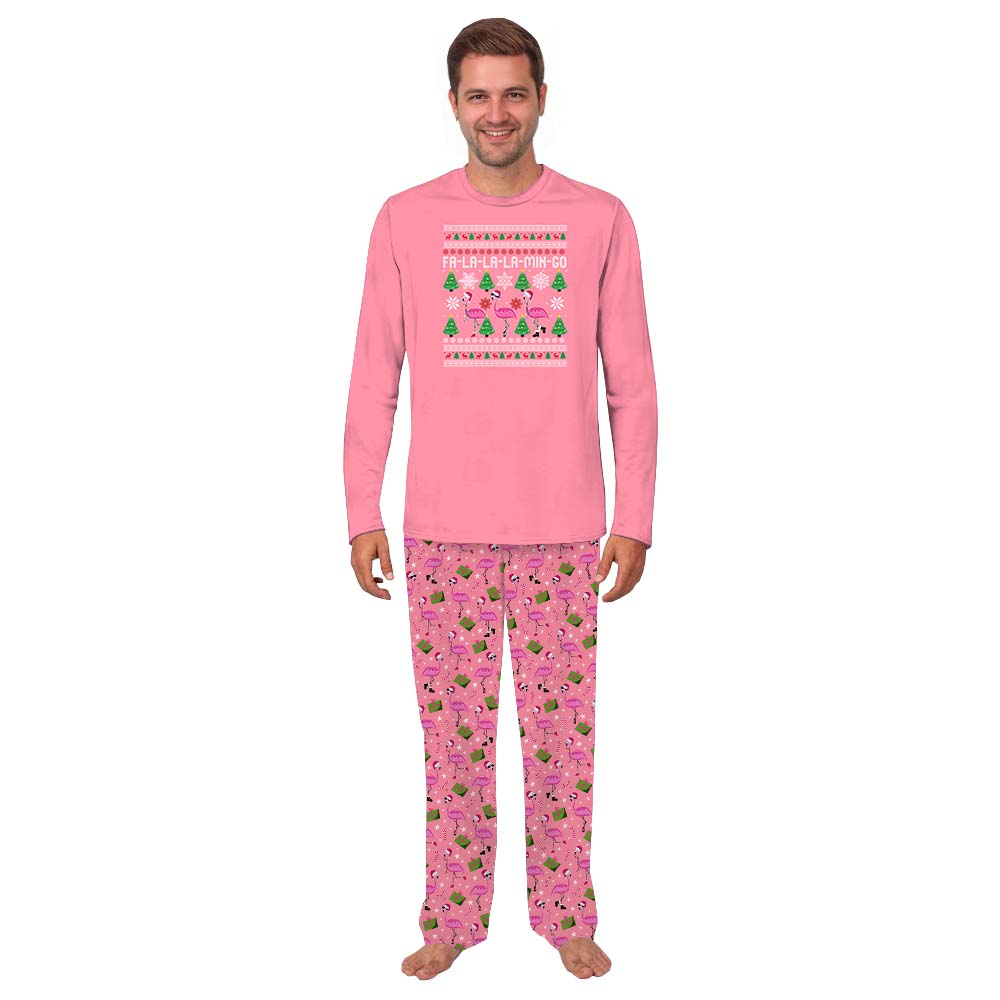 Festive Pink Falalala Christmas Flamingo Pajamas Festive Pink Falalala Christmas Flamingo Pajamas