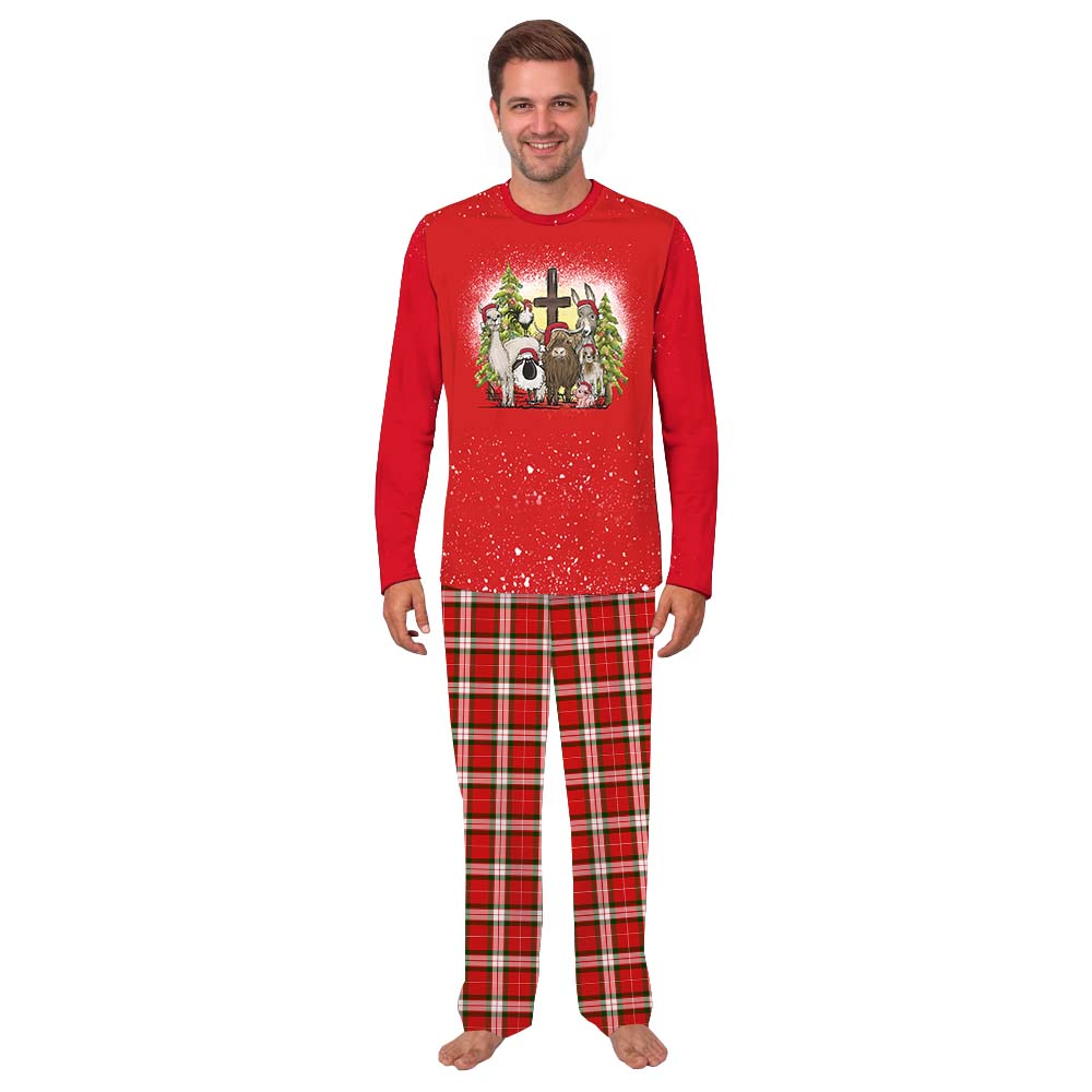Festive Matching Farm Christmas Pajamas Red Plaid Festive Matching Farm Christmas Pajamas Red Plaid