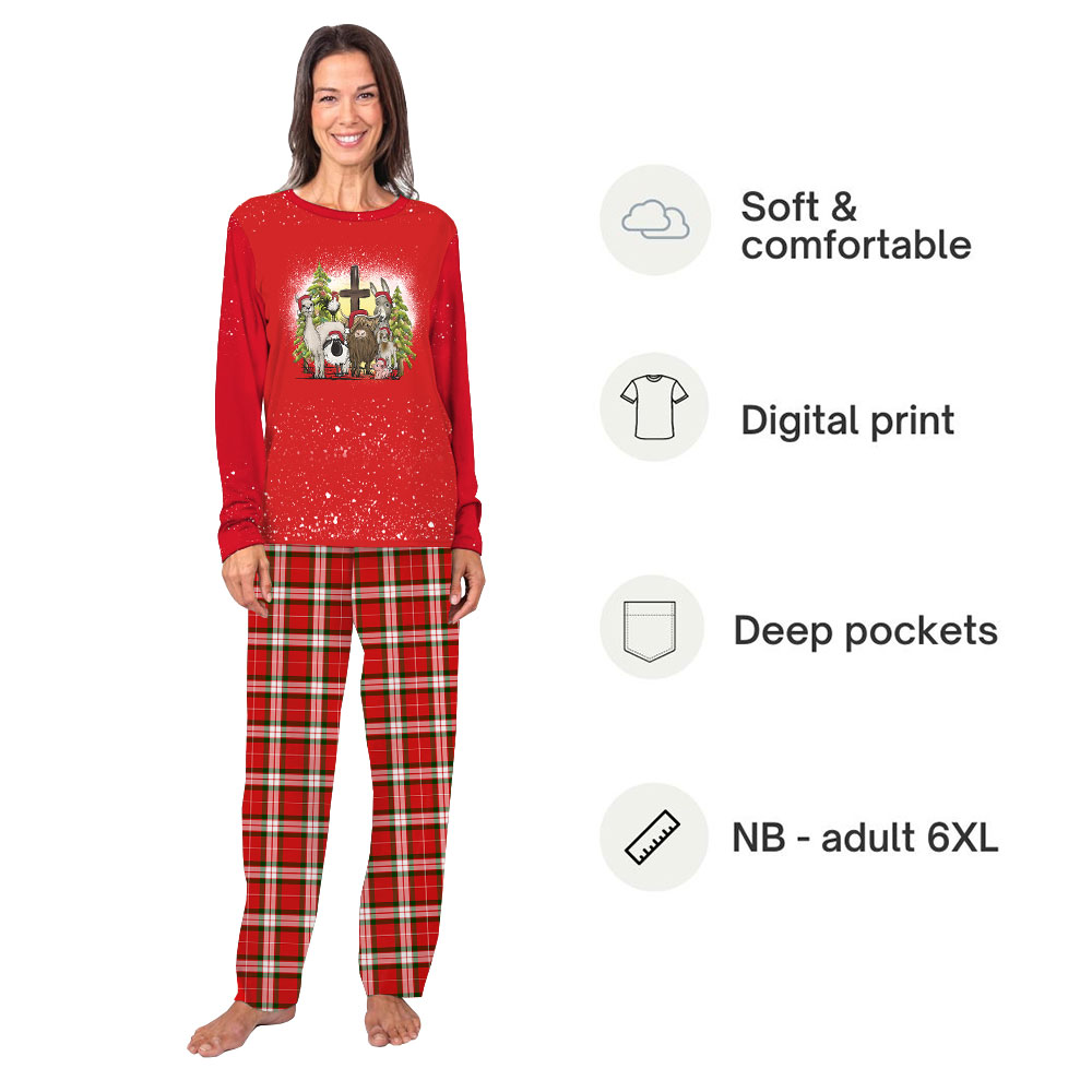 Festive Matching Farm Christmas Pajamas Red Plaid Festive Matching Farm Christmas Pajamas Red Plaid
