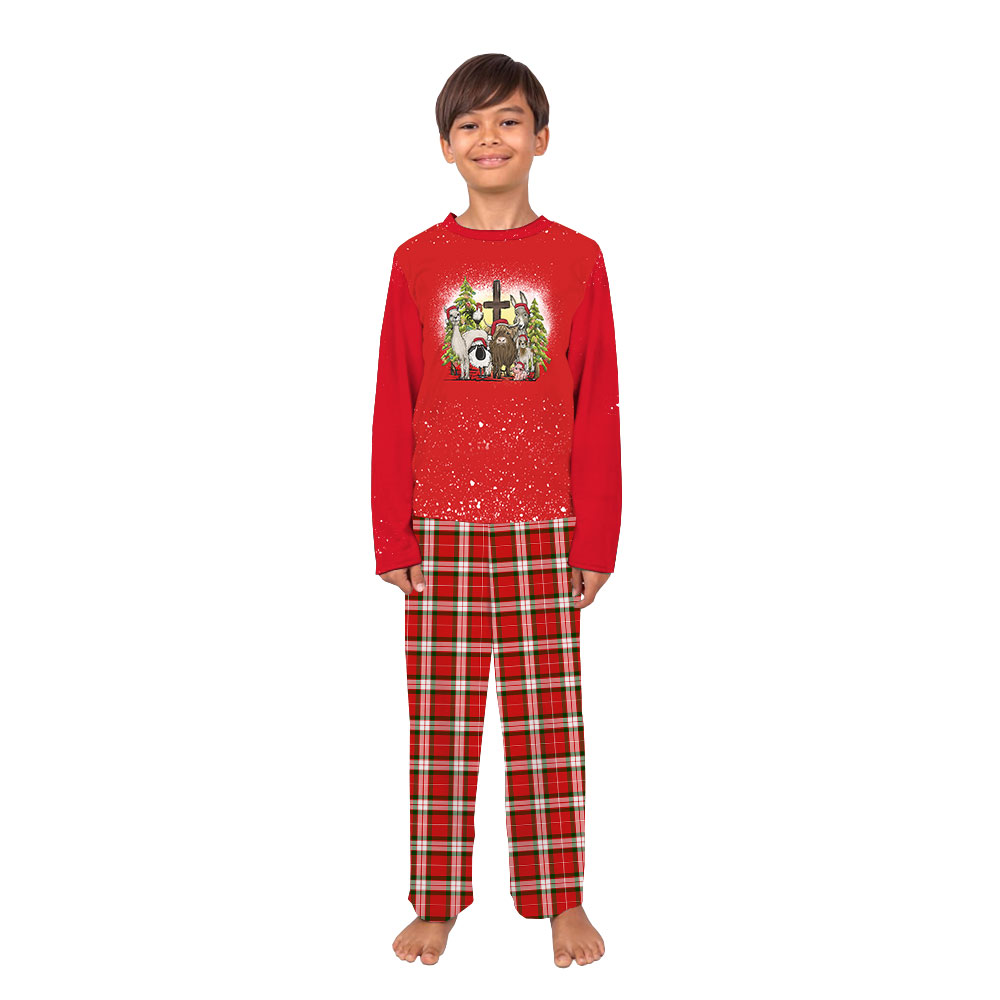 Festive Matching Farm Christmas Pajamas Red Plaid Festive Matching Farm Christmas Pajamas Red Plaid