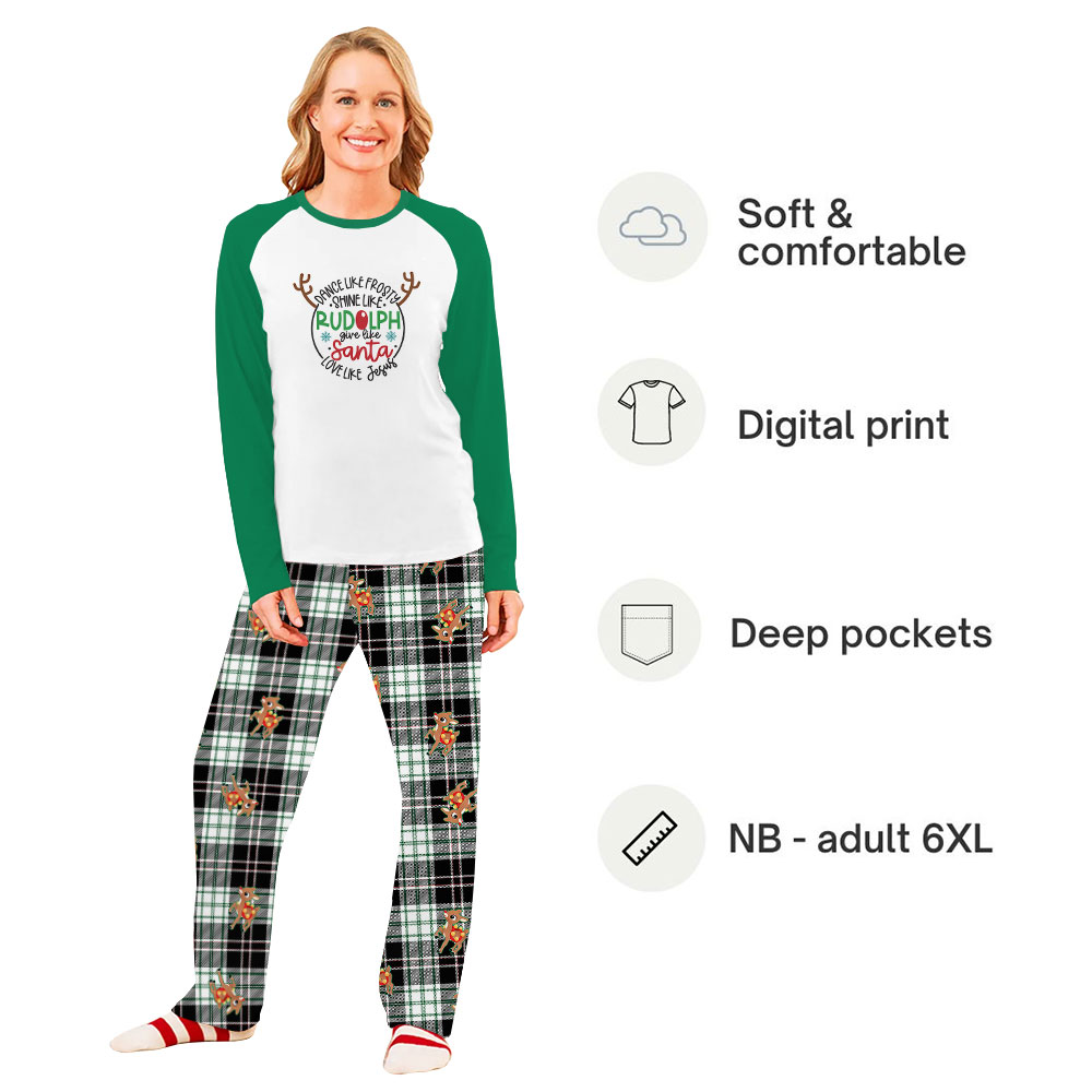 Christmas Reindeer Plus Size Xmas PJs For Family