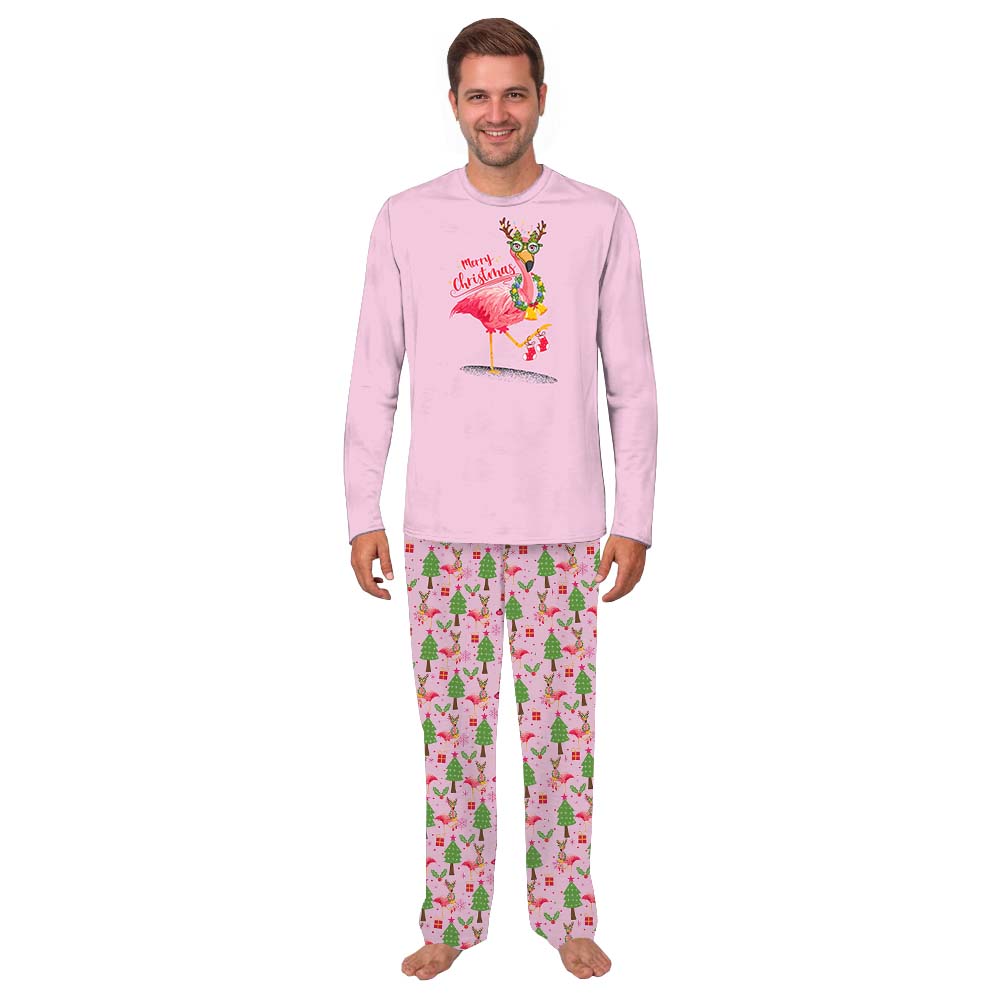 Cute Pink Flamingo Christmas Pajamas Tops And Pants Cute Pink Flamingo Christmas Pajamas Tops And Pants