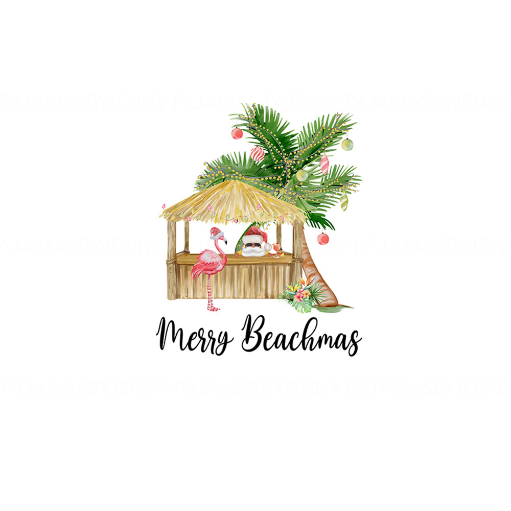 Festive Beach Themed Christmas Pajamas With Palm Trees Festive Beach Themed Christmas Pajamas With Palm Trees