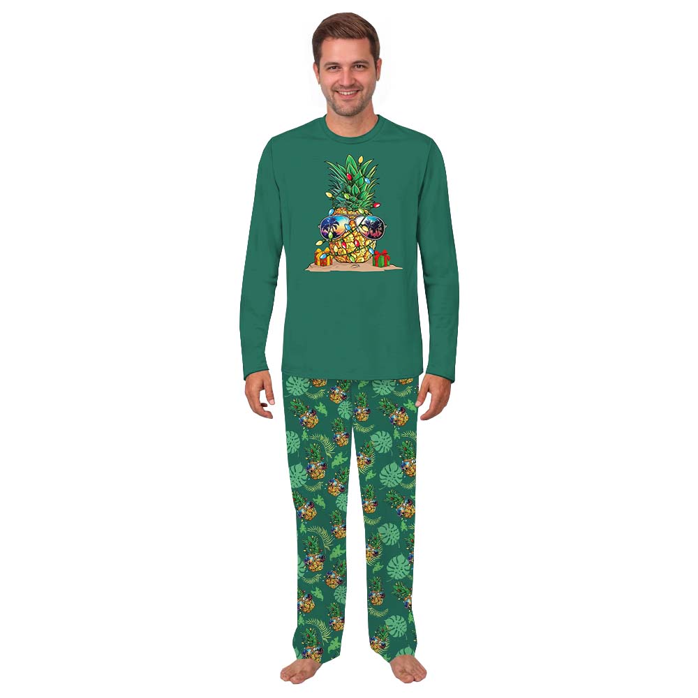 Unique Pineapple Tropical Christmas PJs Sets Matching Family Unique Pineapple Tropical Christmas PJs Sets Matching Family