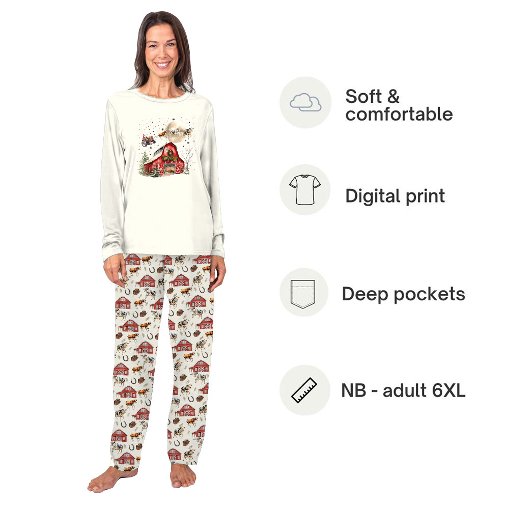 Cow Farm Christmas Pajama Tops And Pants