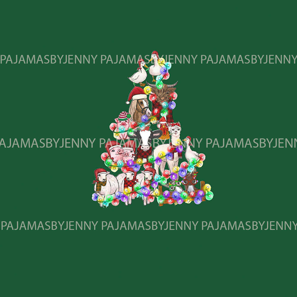 Farm Animal Christmas Pajamas Tops And Pants Green White Farm Animal Christmas Pajamas Tops And Pants Green White