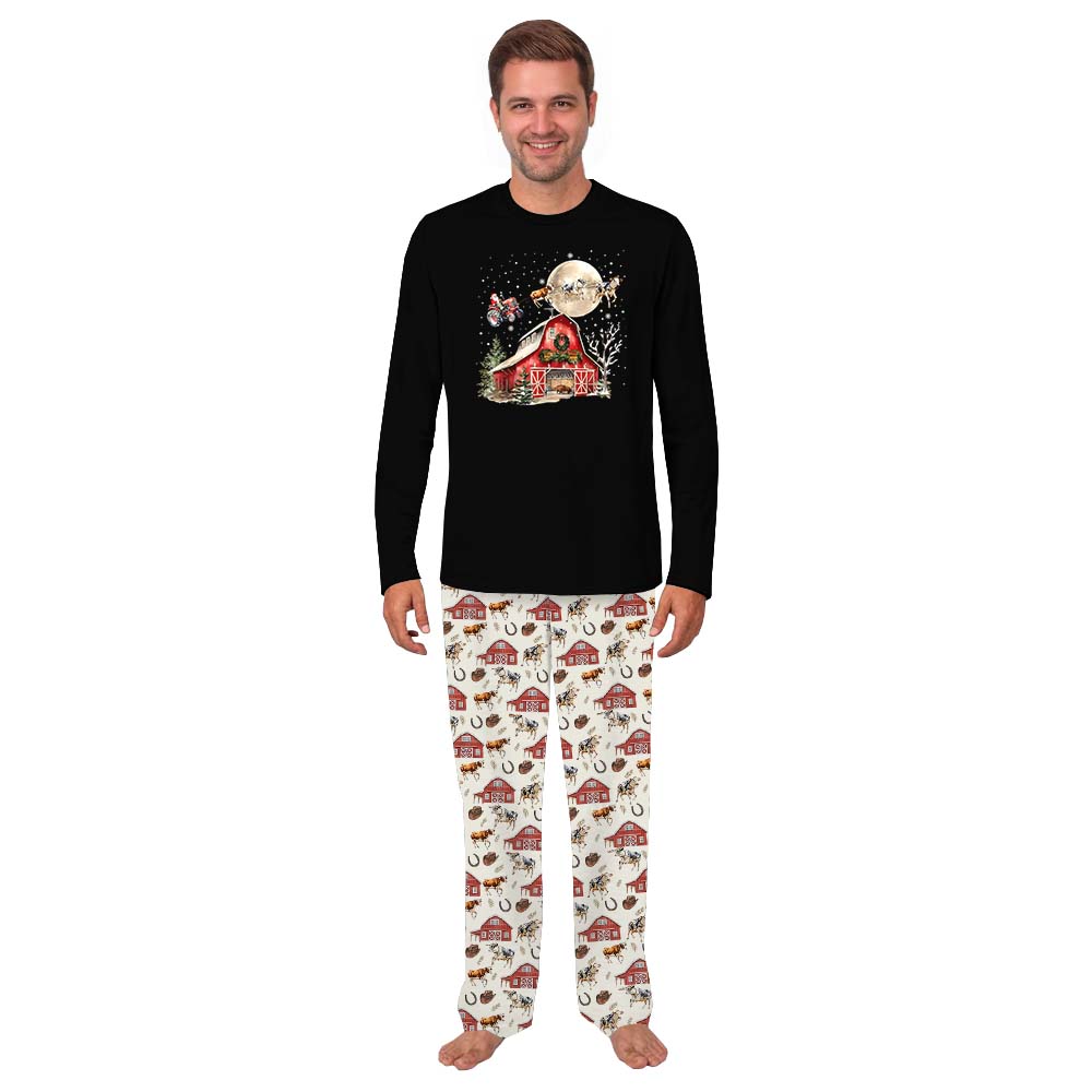 Festive Santa Sleigh Farm Cow Matching Christmas Jammies Festive Santa Sleigh Farm Cow Matching Christmas Jammies