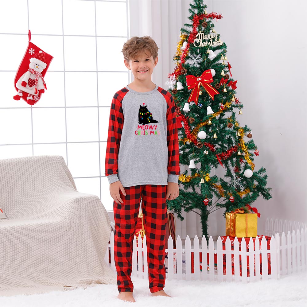 Funny Meowy Christmas Cat Pajamas For Adults and Kids Funny Meowy Christmas Cat Pajamas For Adults and Kids
