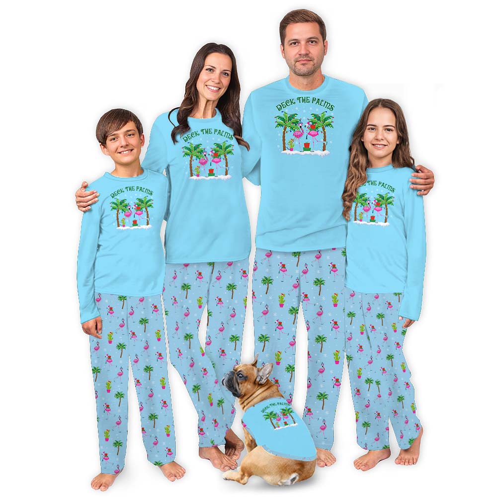 Unique Flamingo Matching Tropical Themed Christmas PJs Sets