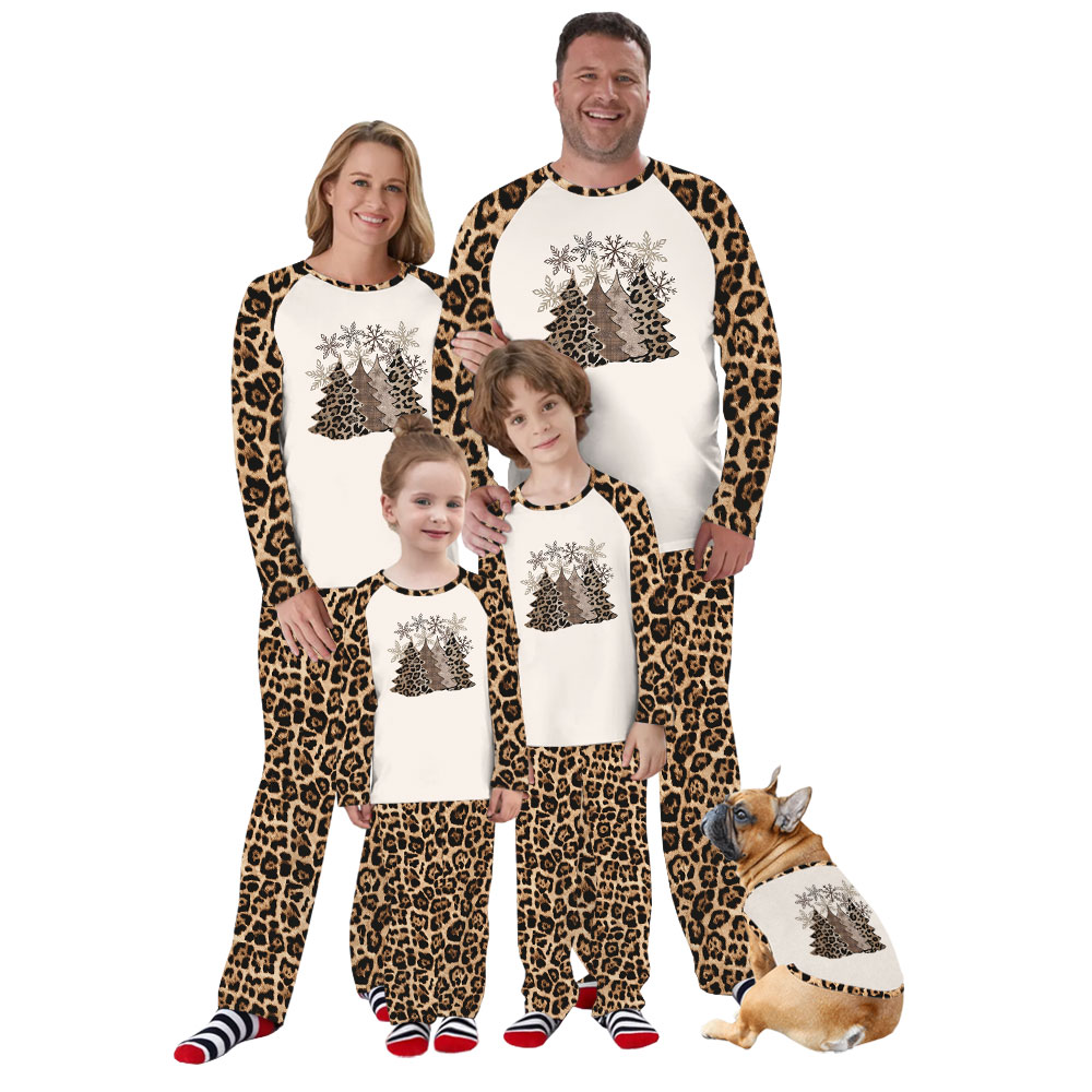 Matching Family Leopard Pajamas Print Christmas Tree Matching Family Leopard Pajamas Print Christmas Tree
