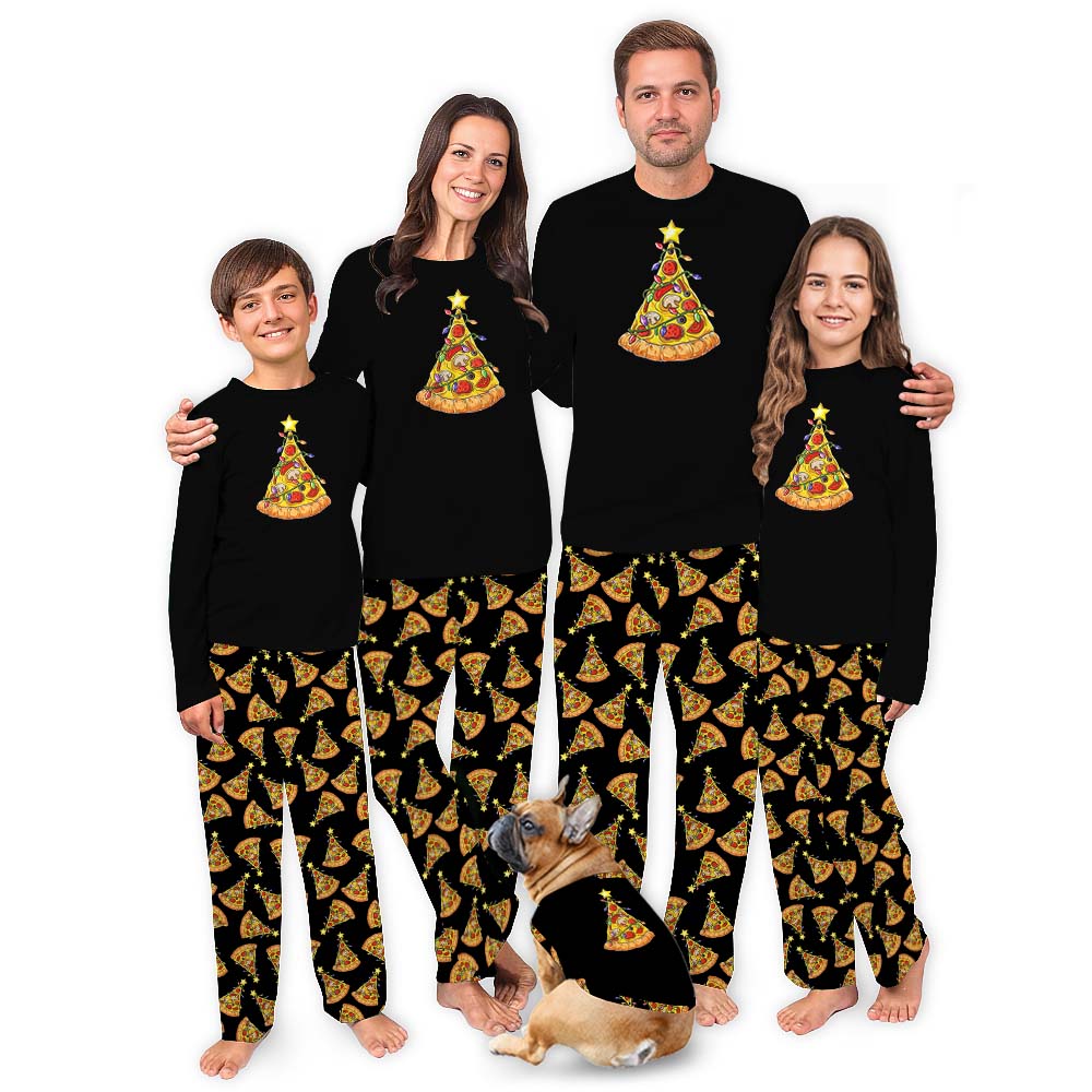 Pizza Christmas Pajamas Sleepwear Black Pizza Christmas Pajamas Sleepwear Black