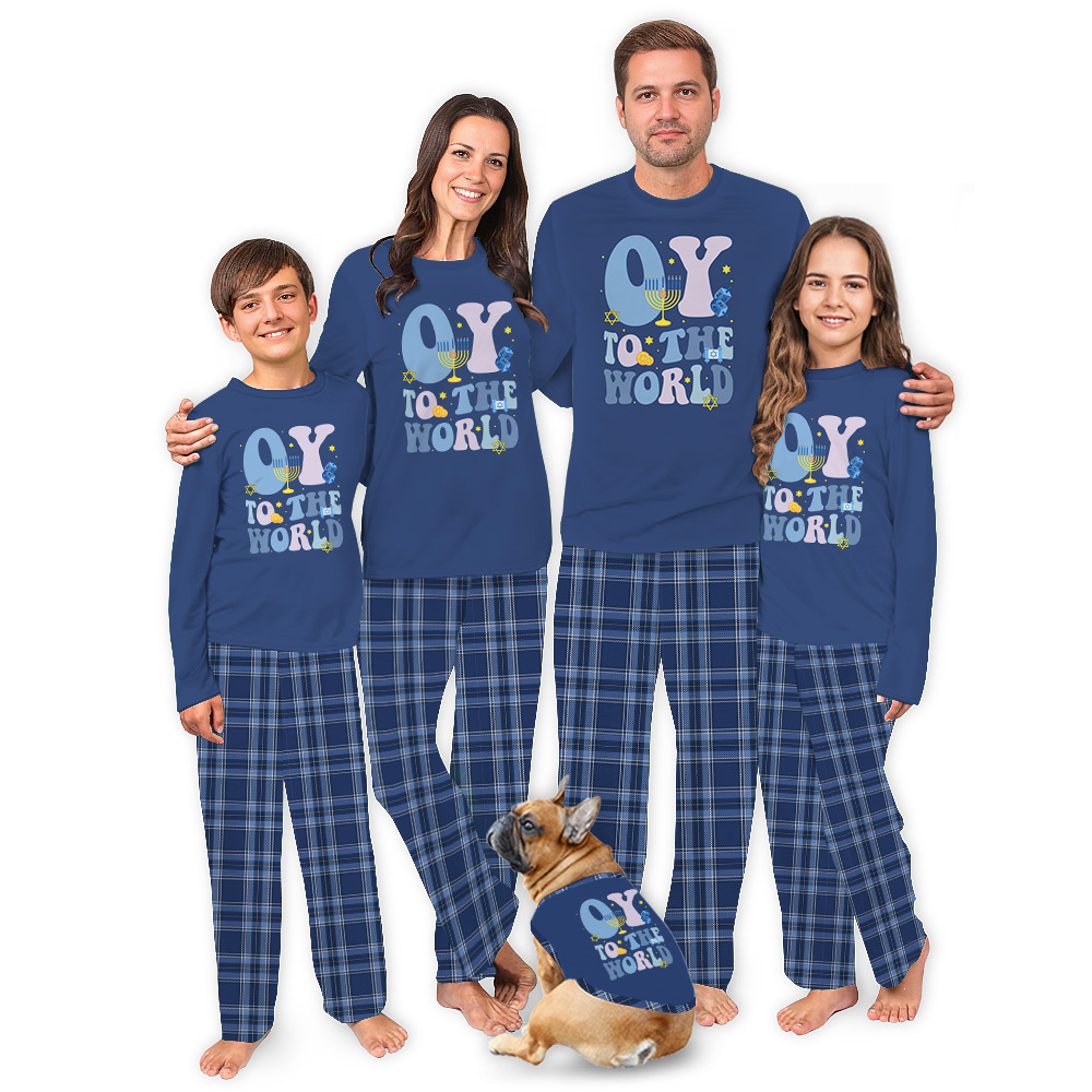 Family Hanukkah Pajamas Sets Saying OY To The World Family Hanukkah Pajamas Sets Saying OY To The World