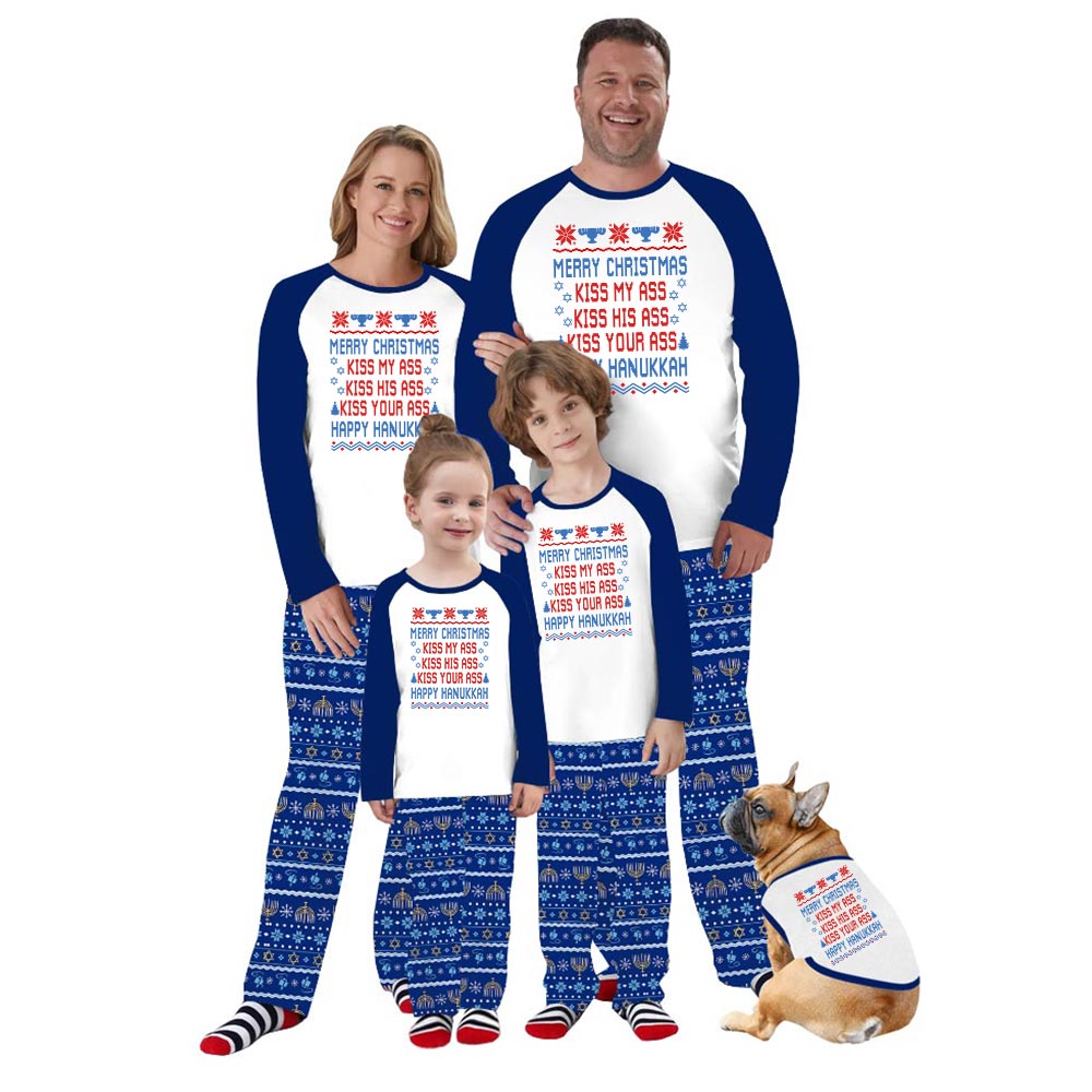 Funny Merry Christmas And Happy Hanukkah Family Matching Pajamas Funny Merry Christmas And Happy Hanukkah Family Matching Pajamas