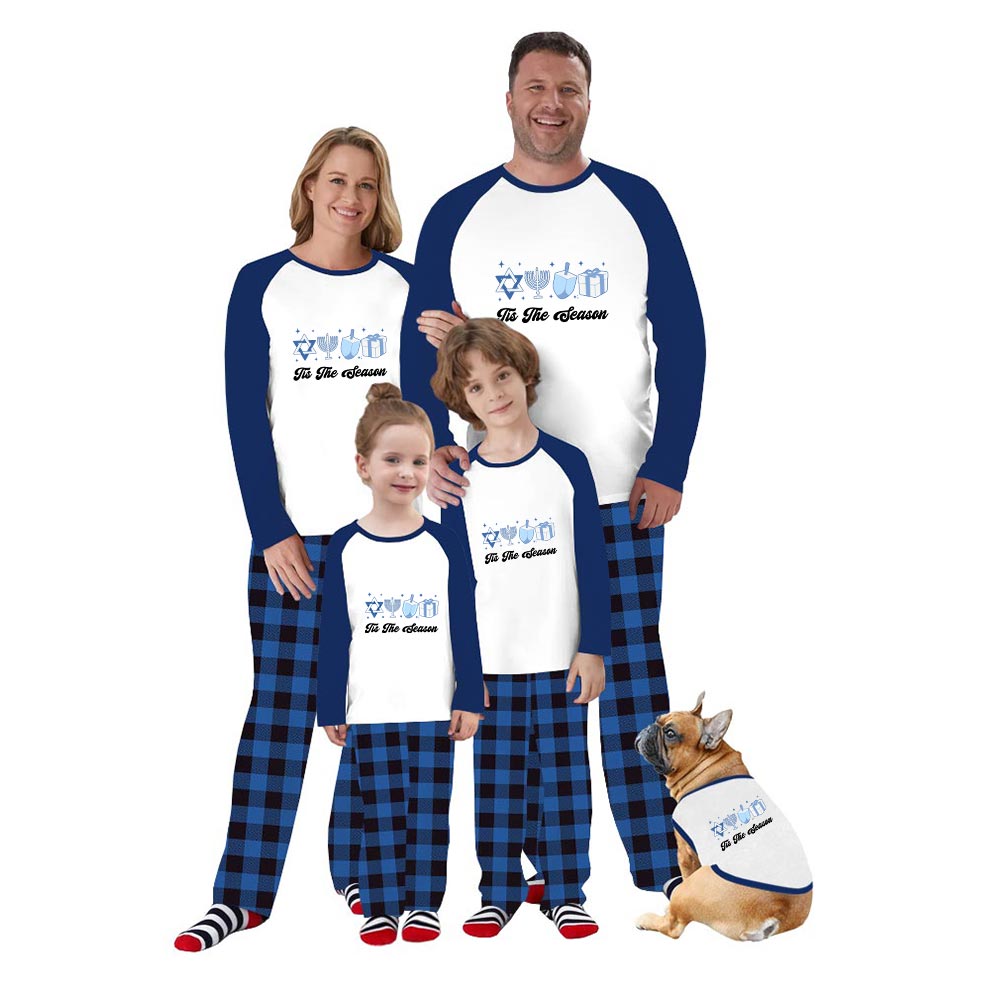 Tis The Season Hanukkah Family Matching Pajamas With Dog