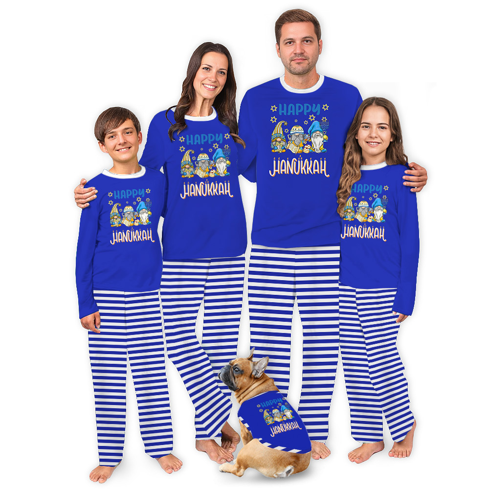 Funny Gnomes Happy Hanukkah Pajamas For Adults and Kids Funny Gnomes Happy Hanukkah Pajamas For Adults and Kids