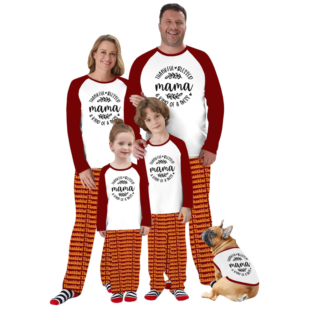 Customizable Thankful Matching Thanksgiving PJs With Name Customizable Thankful Matching Thanksgiving PJs With Name