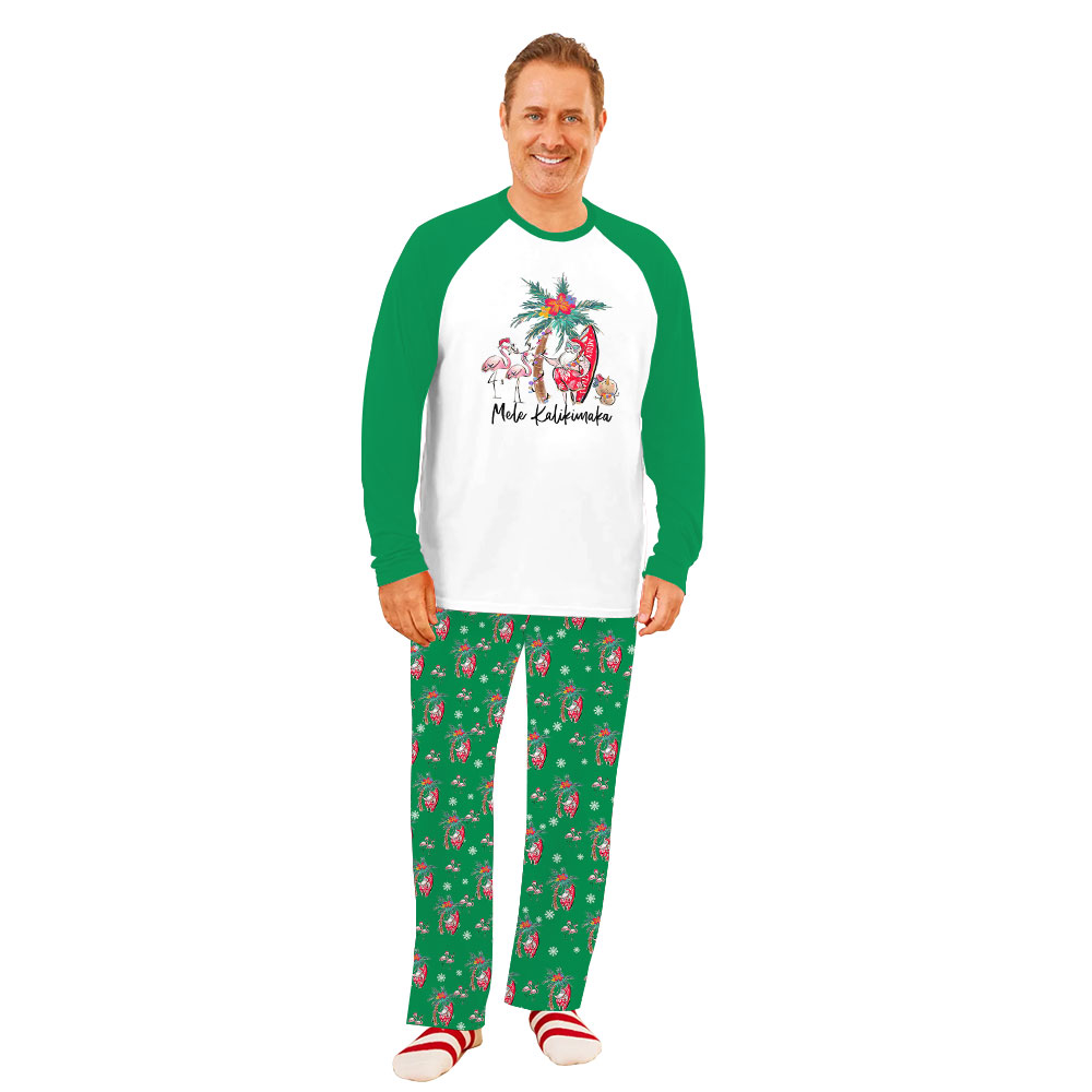 Tropical Theme Mele Kalikimaka Matching Christmas PJs Green