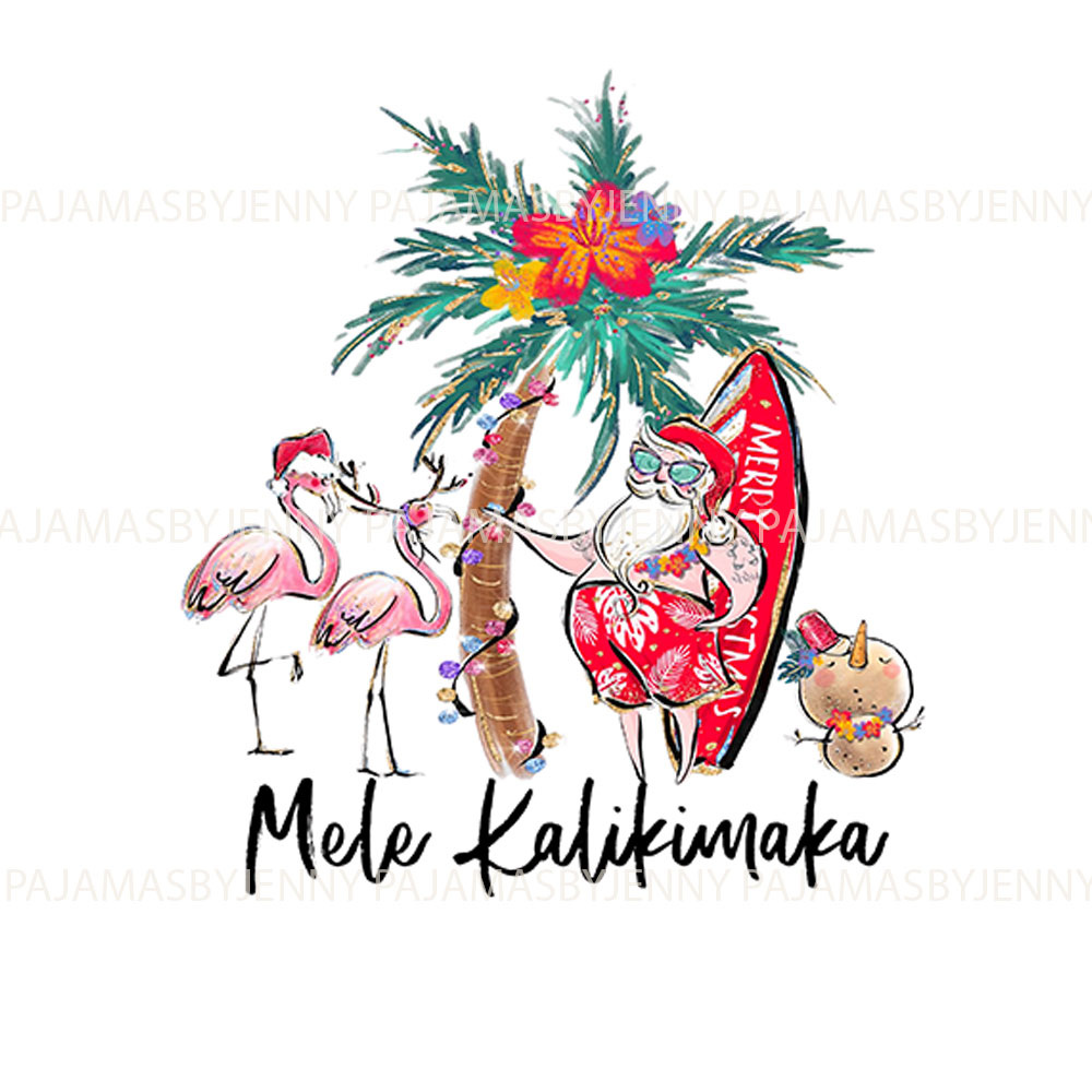 Tropical Theme Mele Kalikimaka Matching Christmas PJs Green