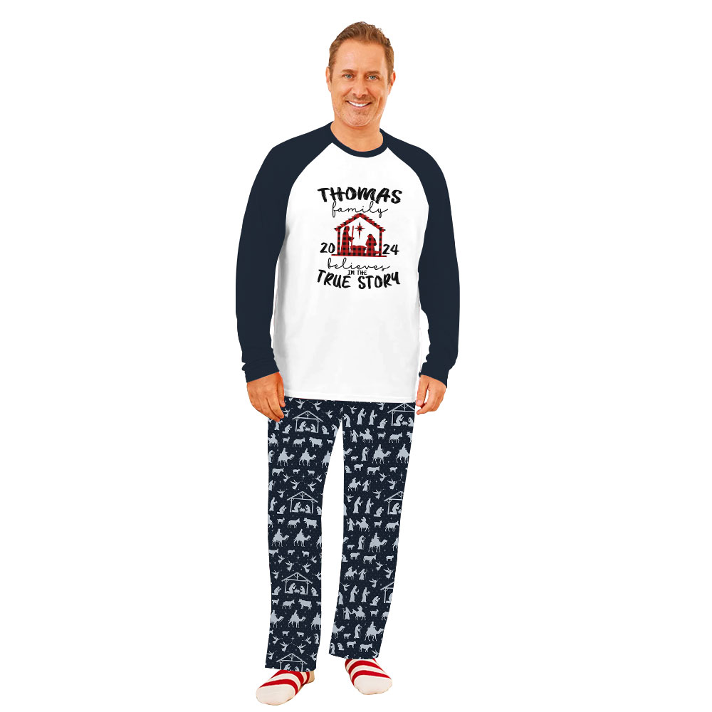 Personalized Family Name Nativity Scene Pajamas For Christmas 2024 Personalized Family Name Nativity Scene Pajamas For Christmas 2024