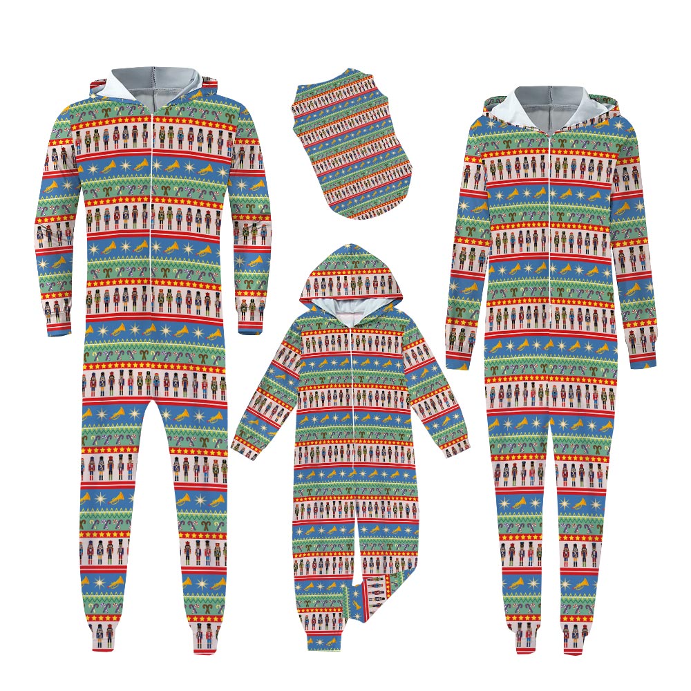 Festive Nutcracker Christmas Family Matching Onesies With Dog Festive Nutcracker Christmas Family Matching Onesies With Dog