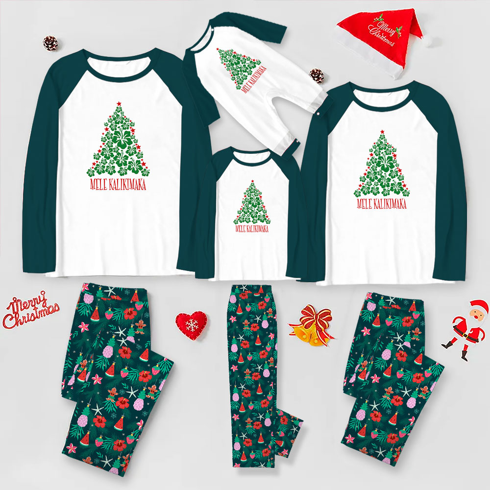 Mele Kalikimala Matching Tropical Christmas Jammies