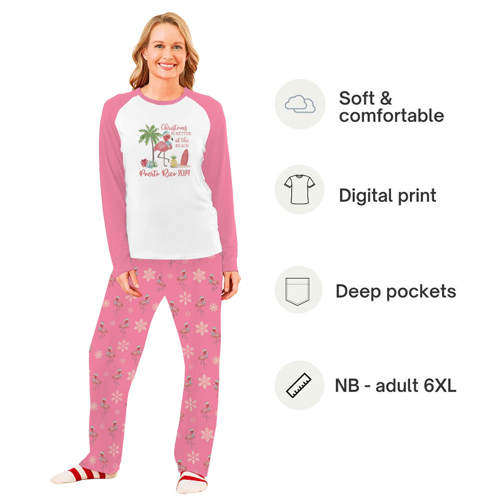 Pink Tropical Christmas Pajamas Matching Family