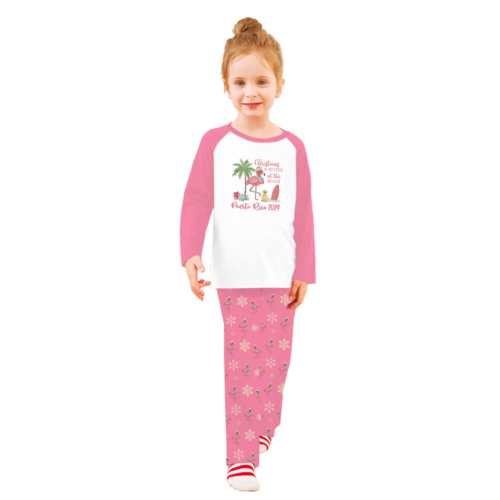 Pink Tropical Christmas Pajamas Matching Family
