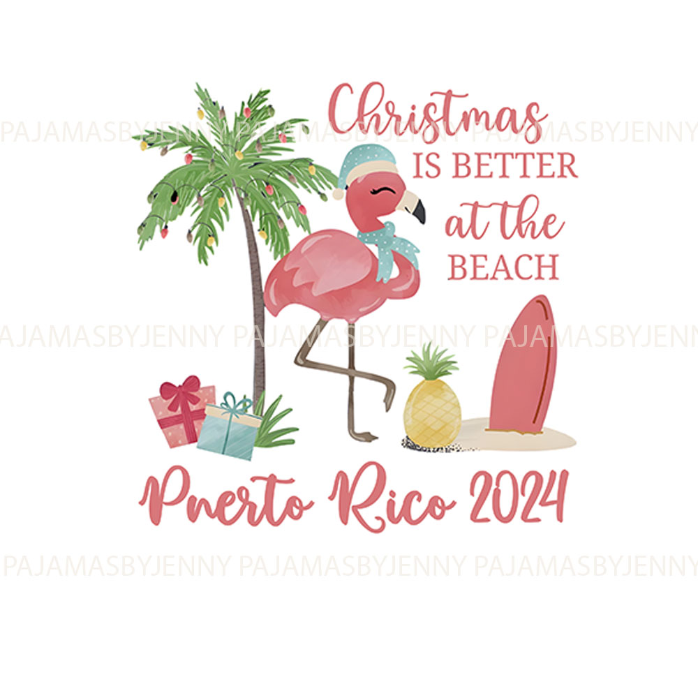 Pink Tropical Christmas Pajamas Matching Family