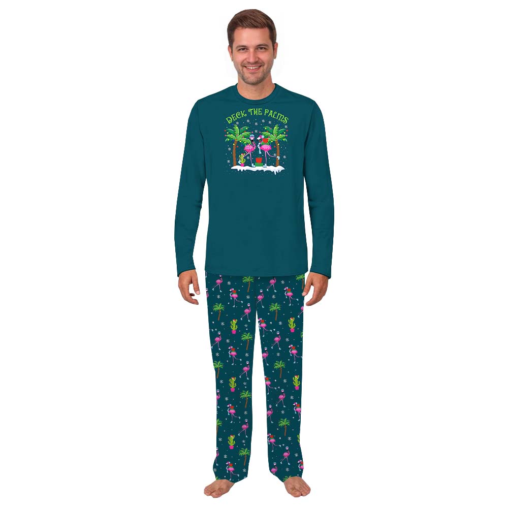Festive Tropical Holiday Family Pajamas With Flamingo Palm Tree Festive Tropical Holiday Family Pajamas With Flamingo Palm Tree