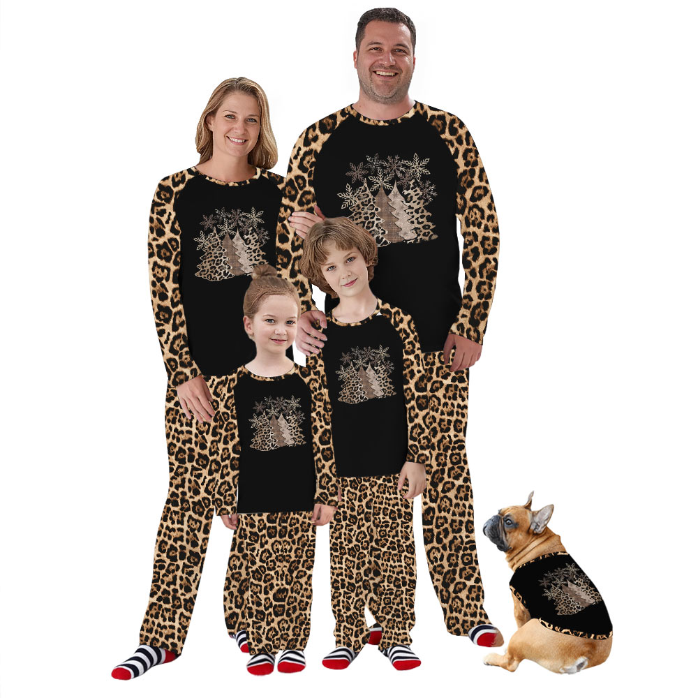 Matching Family Leopard Pajamas Print Christmas Tree Matching Family Leopard Pajamas Print Christmas Tree