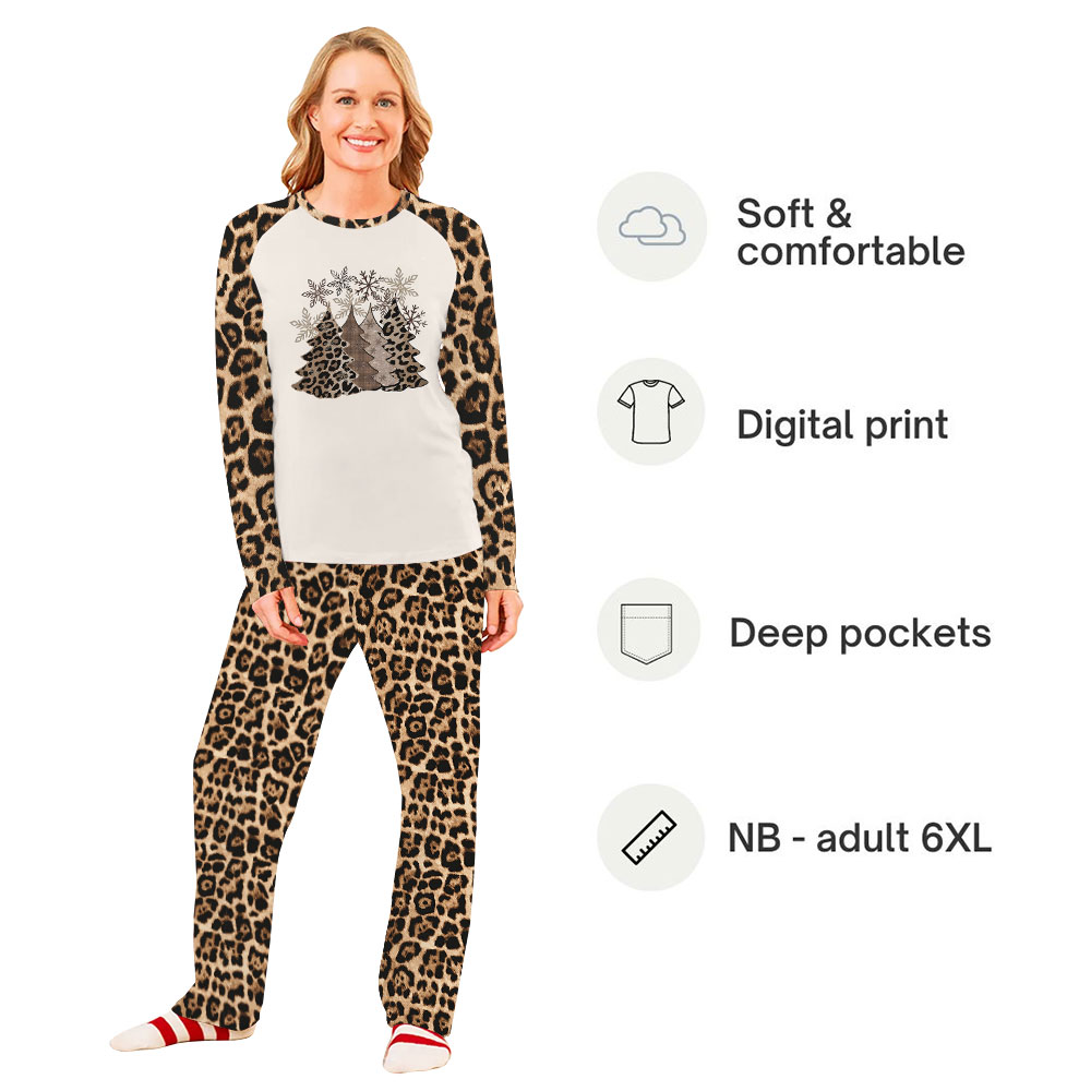 Matching Family Leopard Pajamas Print Christmas Tree Matching Family Leopard Pajamas Print Christmas Tree