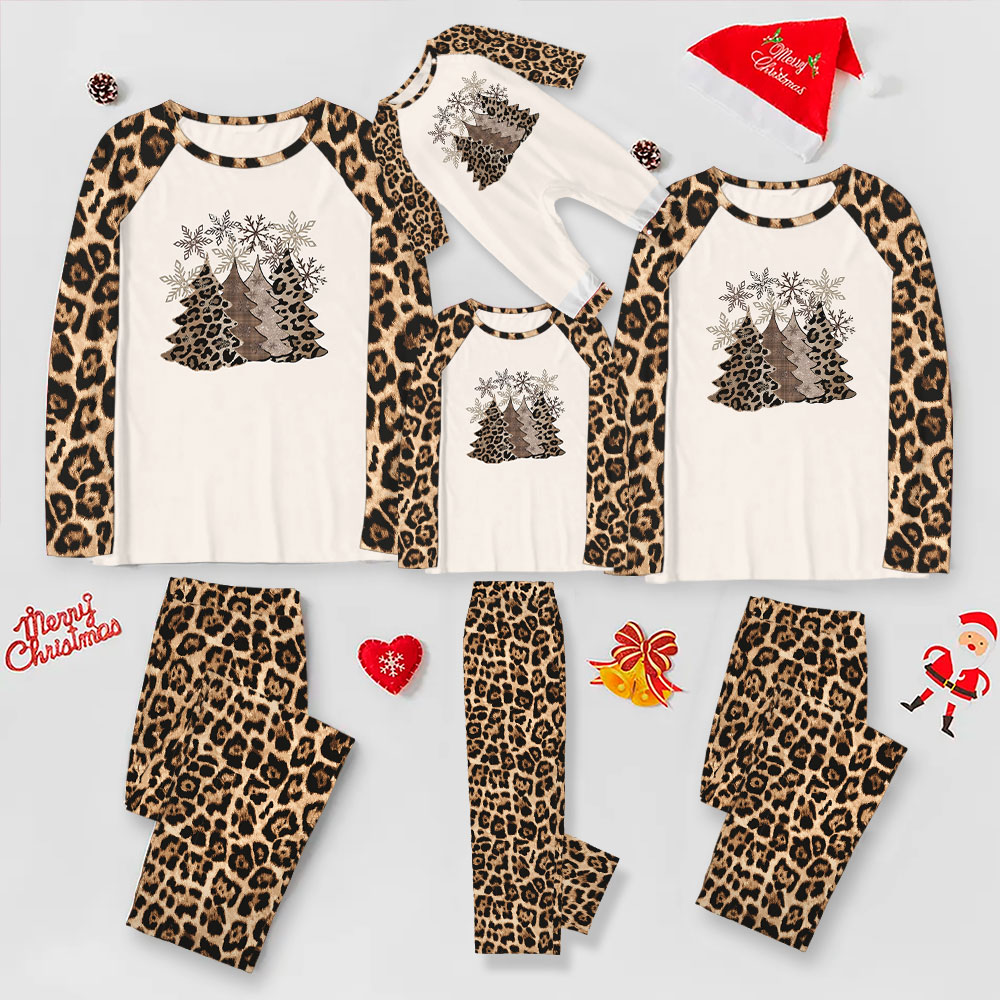 Matching Family Leopard Pajamas Print Christmas Tree Matching Family Leopard Pajamas Print Christmas Tree