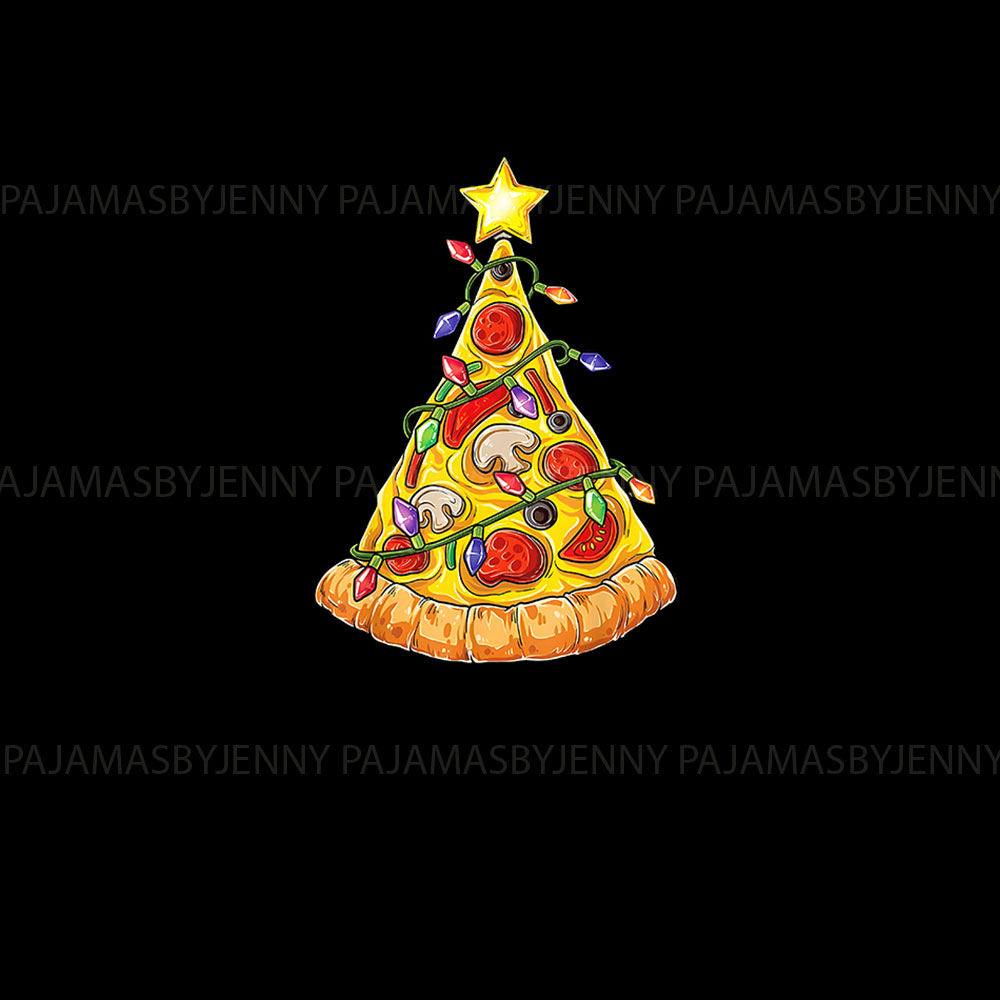 Pizza Christmas Pajamas Sleepwear Black Pizza Christmas Pajamas Sleepwear Black